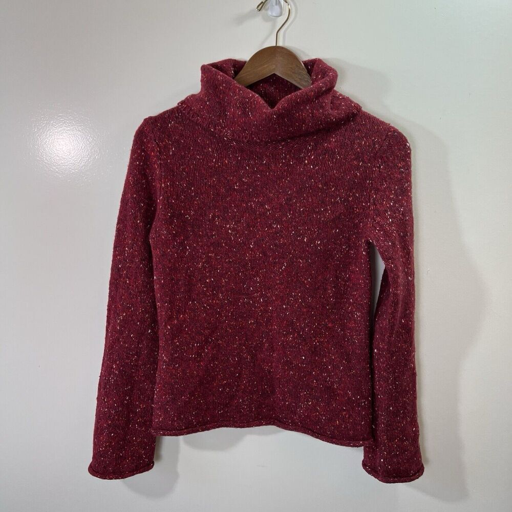 Express Women’s Wool Turtleneck Sweater Size S Red Marled Vibrant Preppy Classic